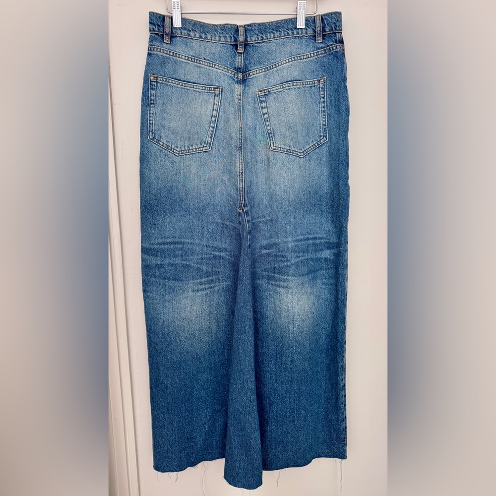 Reformation Blue Denim Maxi Skirt with Front Slit - Picture 4 of 6